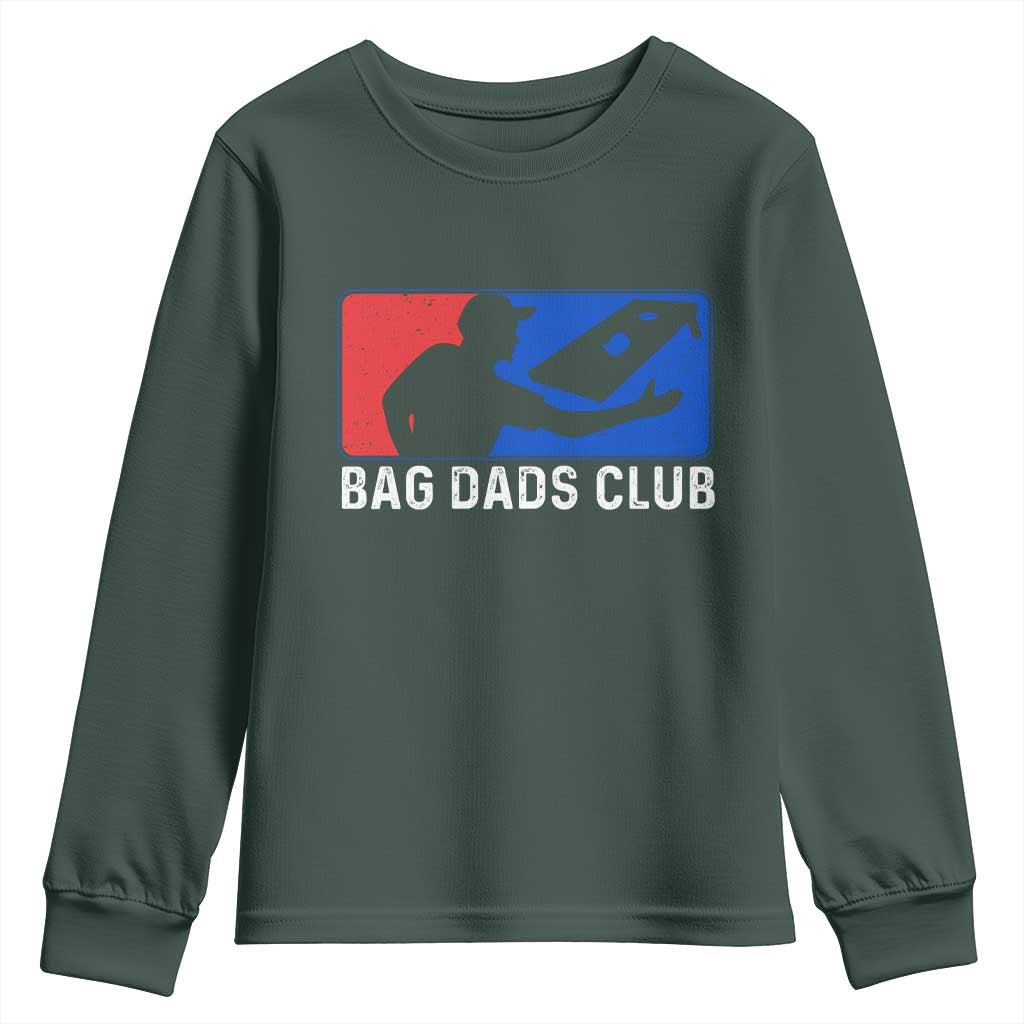 Funny Cornhole Bag Dads Club Youth Sweatshirt TS10 Dark Forest Green Print Your Wear