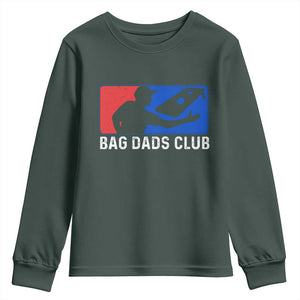 Funny Cornhole Bag Dads Club Youth Sweatshirt TS10 Dark Forest Green Print Your Wear