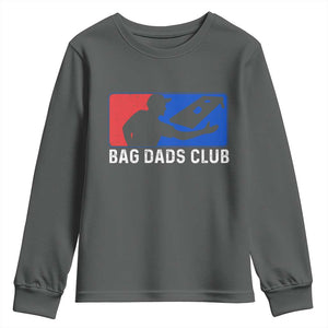 Funny Cornhole Bag Dads Club Youth Sweatshirt TS10 Dark Heather Print Your Wear