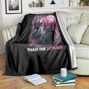 Pink Breast Cancer Throw Blanket Pink Ribbon Comeback Stronger Than Setback Wolf Moon TS10 Print Your Wear