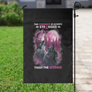 Pink Breast Cancer Garden Flag Pink Ribbon Comeback Stronger Than Setback Wolf Moon TS10 Print Your Wear