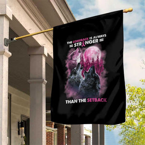 Pink Breast Cancer Garden Flag Pink Ribbon Comeback Stronger Than Setback Wolf Moon TS10 Print Your Wear