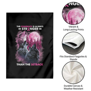 Pink Breast Cancer Garden Flag Pink Ribbon Comeback Stronger Than Setback Wolf Moon TS10 Print Your Wear