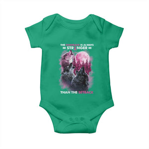 Pink Breast Cancer Baby Onesie Pink Ribbon Comeback Stronger Than Setback Wolf Moon TS10 Irish Green Print Your Wear