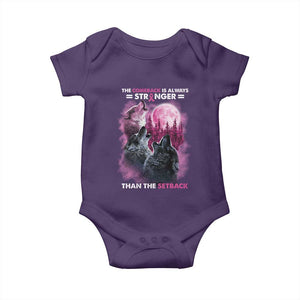 Pink Breast Cancer Baby Onesie Pink Ribbon Comeback Stronger Than Setback Wolf Moon TS10 Purple Print Your Wear