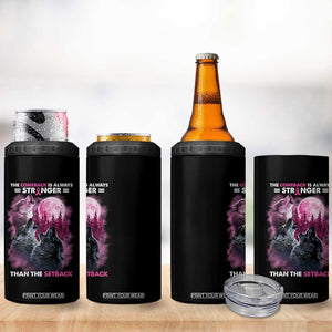 Pink Breast Cancer 4 in 1 Can Cooler Tumbler Pink Ribbon Comeback Stronger Than Setback Wolf Moon TS10 Print Your Wear