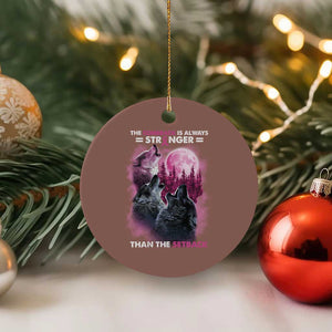 Pink Breast Cancer Ceramic Ornament Pink Ribbon Comeback Stronger Than Setback Wolf Moon TS10 1pc Mocha Print Your Wear