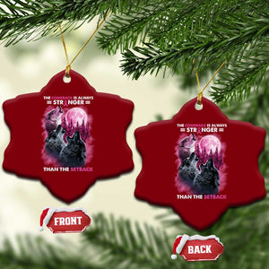 Pink Breast Cancer Ceramic Ornament Pink Ribbon Comeback Stronger Than Setback Wolf Moon TS10 Print Your Wear