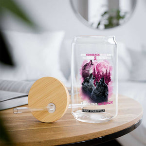 Pink Breast Cancer Glass Can Pink Ribbon Comeback Stronger Than Setback Wolf Moon TS10 Print Your Wear