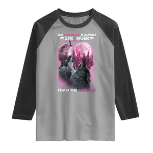 Pink Breast Cancer Raglan Shirt Pink Ribbon Comeback Stronger Than Setback Wolf Moon TS10 Sport Gray Black Print Your Wear