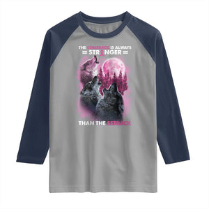 Pink Breast Cancer Raglan Shirt Pink Ribbon Comeback Stronger Than Setback Wolf Moon TS10 Sport Gray Navy Print Your Wear