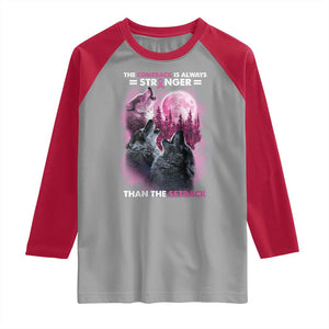 Pink Breast Cancer Raglan Shirt Pink Ribbon Comeback Stronger Than Setback Wolf Moon TS10 Sport Gray Red Print Your Wear