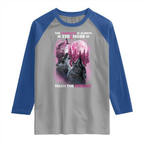 Pink Breast Cancer Raglan Shirt Pink Ribbon Comeback Stronger Than Setback Wolf Moon TS10 Sport Gray Royal Print Your Wear