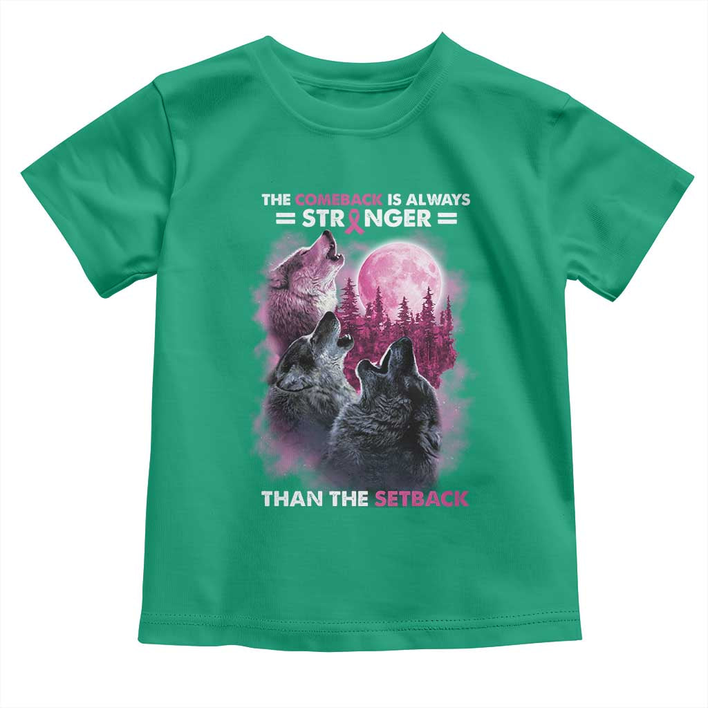 Pink Breast Cancer Toddler T Shirt Pink Ribbon Comeback Stronger Than Setback Wolf Moon TS10 Irish Green Print Your Wear