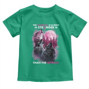 Pink Breast Cancer Toddler T Shirt Pink Ribbon Comeback Stronger Than Setback Wolf Moon TS10 Irish Green Print Your Wear