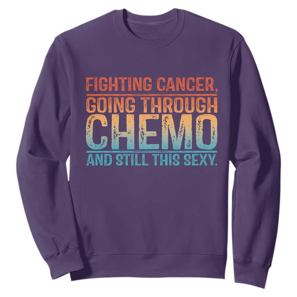 Funny Cancer Fighter Sweatshirt Inspirational Quote Chemo Patient Gift TS10 Purple Print Your Wear