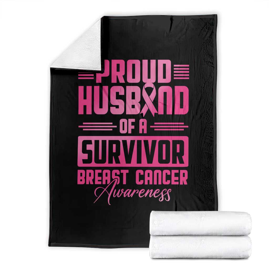 Husband Of A Warrior Breast Cancer Awareness Throw Blanket Wife Support Squad TS10 Black Print Your Wear