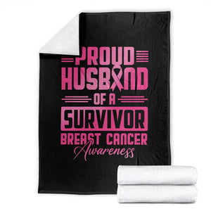 Husband Of A Warrior Breast Cancer Awareness Throw Blanket Wife Support Squad TS10 Black Print Your Wear