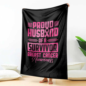 Husband Of A Warrior Breast Cancer Awareness Throw Blanket Wife Support Squad TS10 Print Your Wear