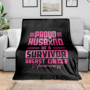 Husband Of A Warrior Breast Cancer Awareness Throw Blanket Wife Support Squad TS10 Print Your Wear