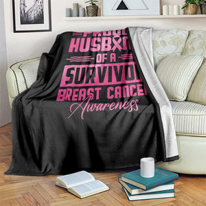 Husband Of A Warrior Breast Cancer Awareness Throw Blanket Wife Support Squad TS10 Print Your Wear