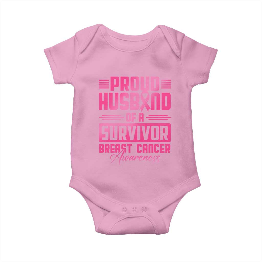 Husband Of A Warrior Breast Cancer Awareness Baby Onesie Wife Support Squad TS10 Light Pink Print Your Wear