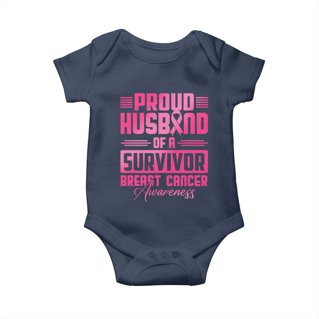 Husband Of A Warrior Breast Cancer Awareness Baby Onesie Wife Support Squad TS10 Navy Print Your Wear