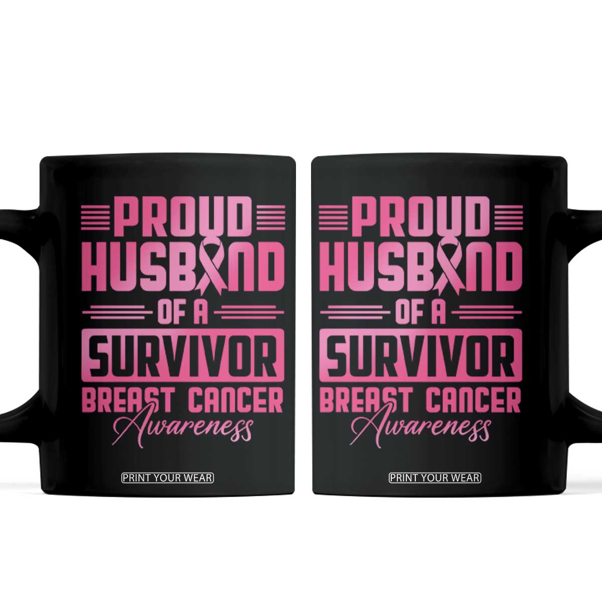Husband Of A Warrior Breast Cancer Awareness Coffee Mug Wife Support Squad TS10 Black Print Your Wear