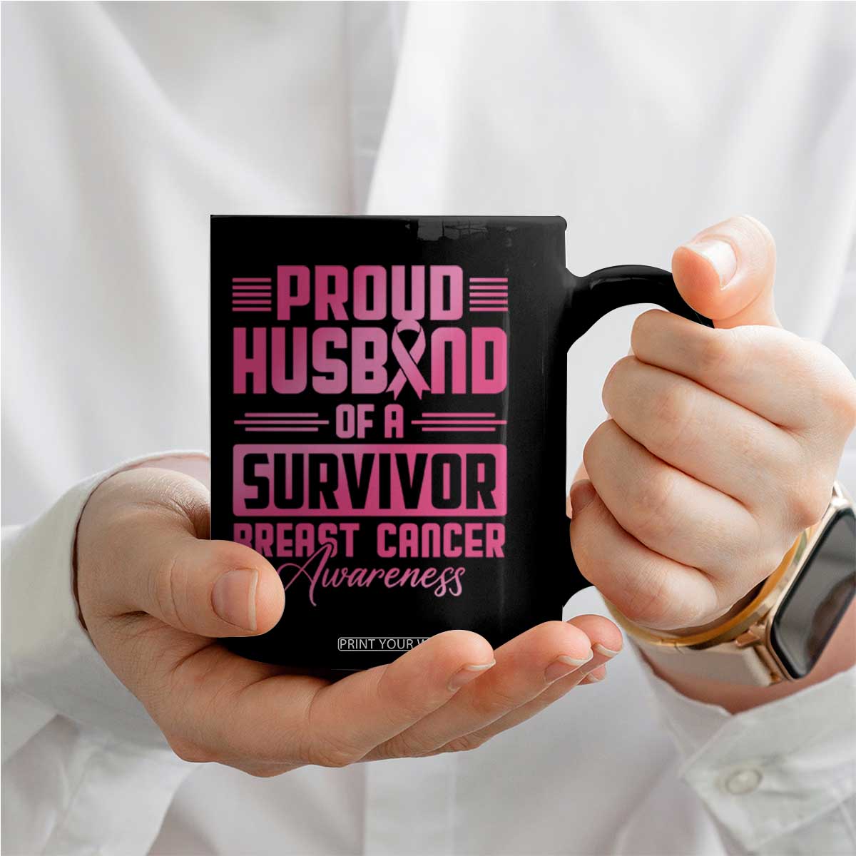 Husband Of A Warrior Breast Cancer Awareness Coffee Mug Wife Support Squad TS10 Print Your Wear