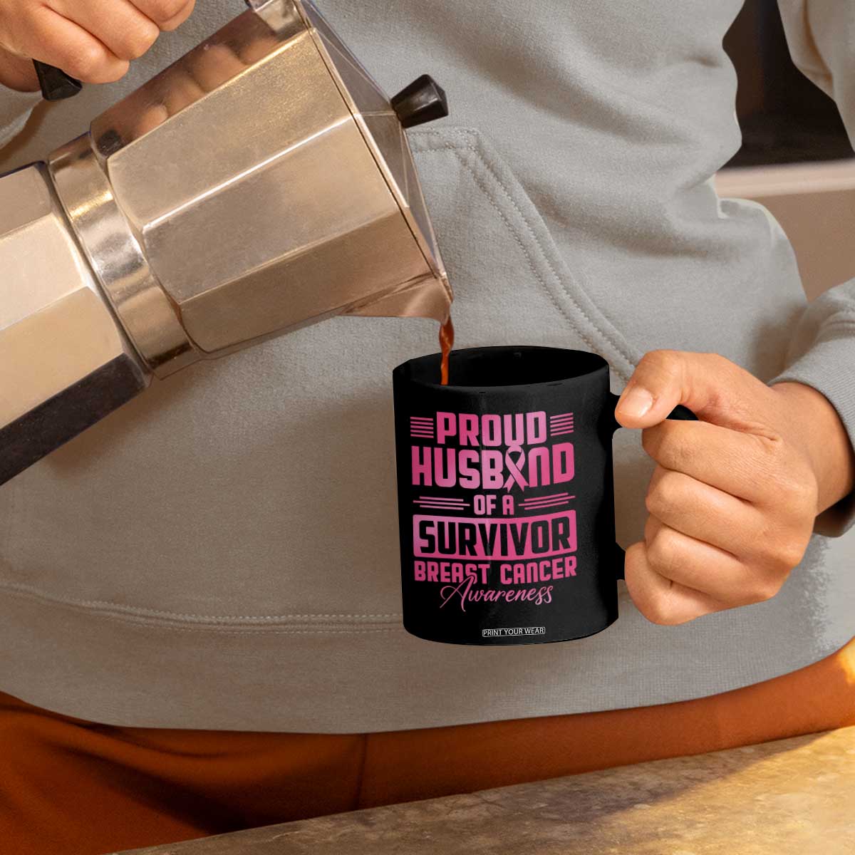 Husband Of A Warrior Breast Cancer Awareness Coffee Mug Wife Support Squad TS10 Print Your Wear
