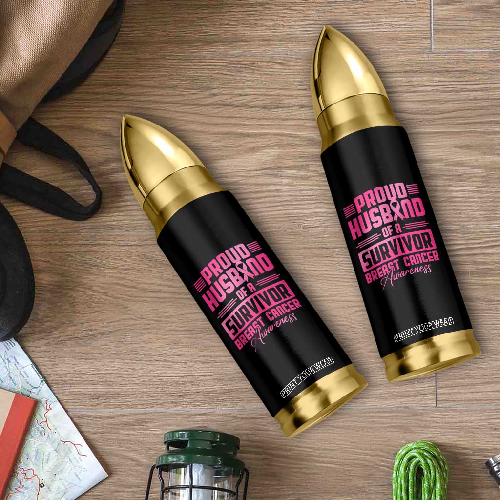 Husband Of A Warrior Breast Cancer Awareness Bullet Tumbler Wife Support Squad TS10 Print Your Wear