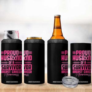 Husband Of A Warrior Breast Cancer Awareness 4 in 1 Can Cooler Tumbler Wife Support Squad TS10 Print Your Wear
