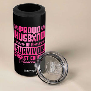 Husband Of A Warrior Breast Cancer Awareness 4 in 1 Can Cooler Tumbler Wife Support Squad TS10 Print Your Wear