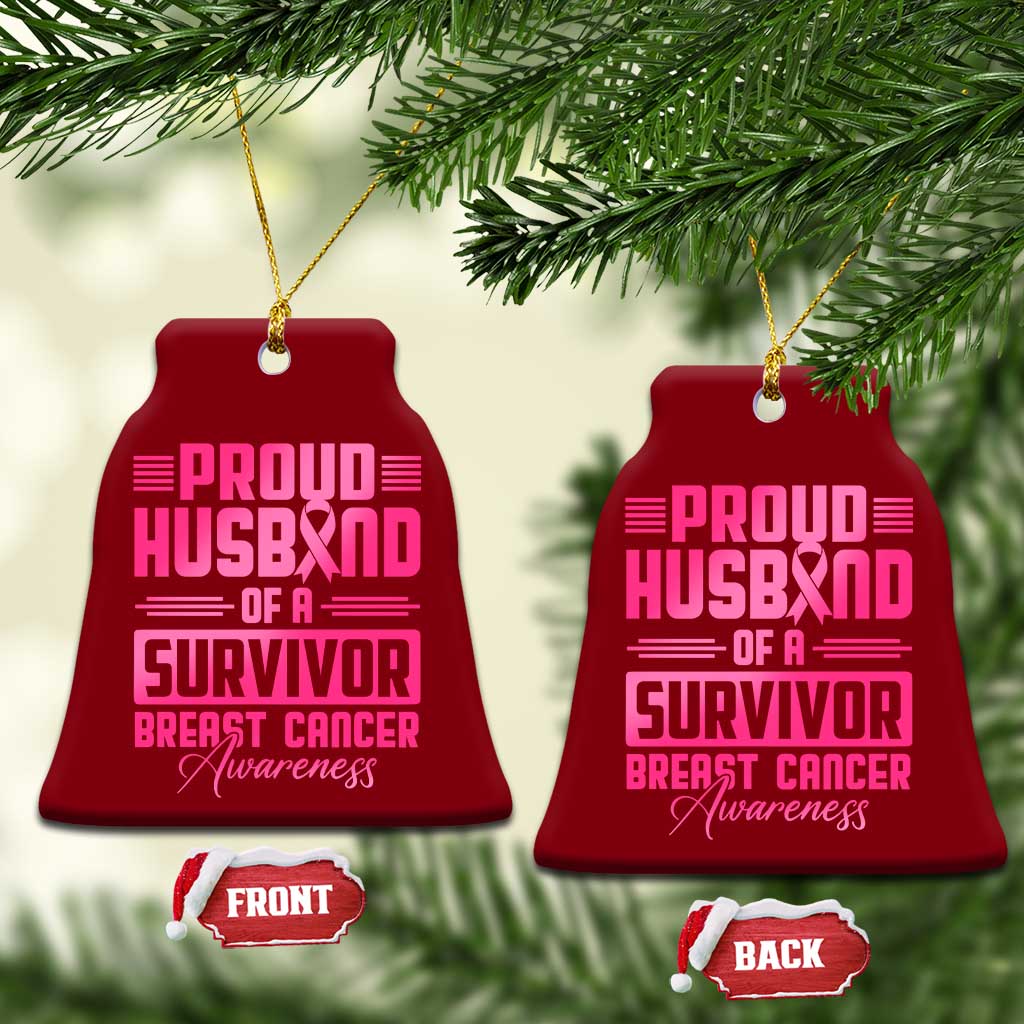 Husband Of A Warrior Breast Cancer Awareness Ceramic Ornament Wife Support Squad TS10 Print Your Wear