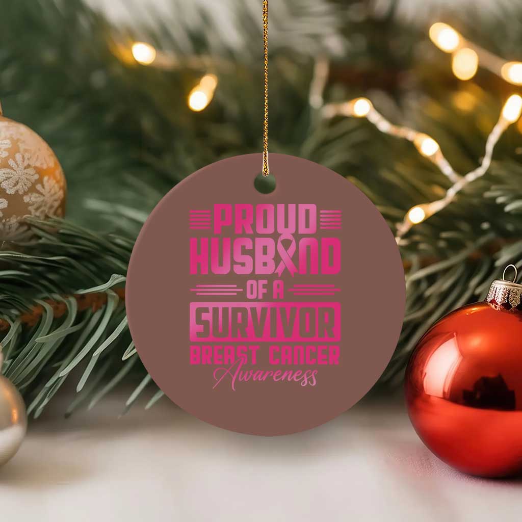 Husband Of A Warrior Breast Cancer Awareness Ceramic Ornament Wife Support Squad TS10 1pc Mocha Print Your Wear