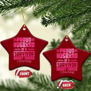 Husband Of A Warrior Breast Cancer Awareness Ceramic Ornament Wife Support Squad TS10 Print Your Wear