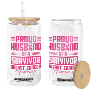 Husband Of A Warrior Breast Cancer Awareness Glass Can Wife Support Squad TS10 Print Your Wear