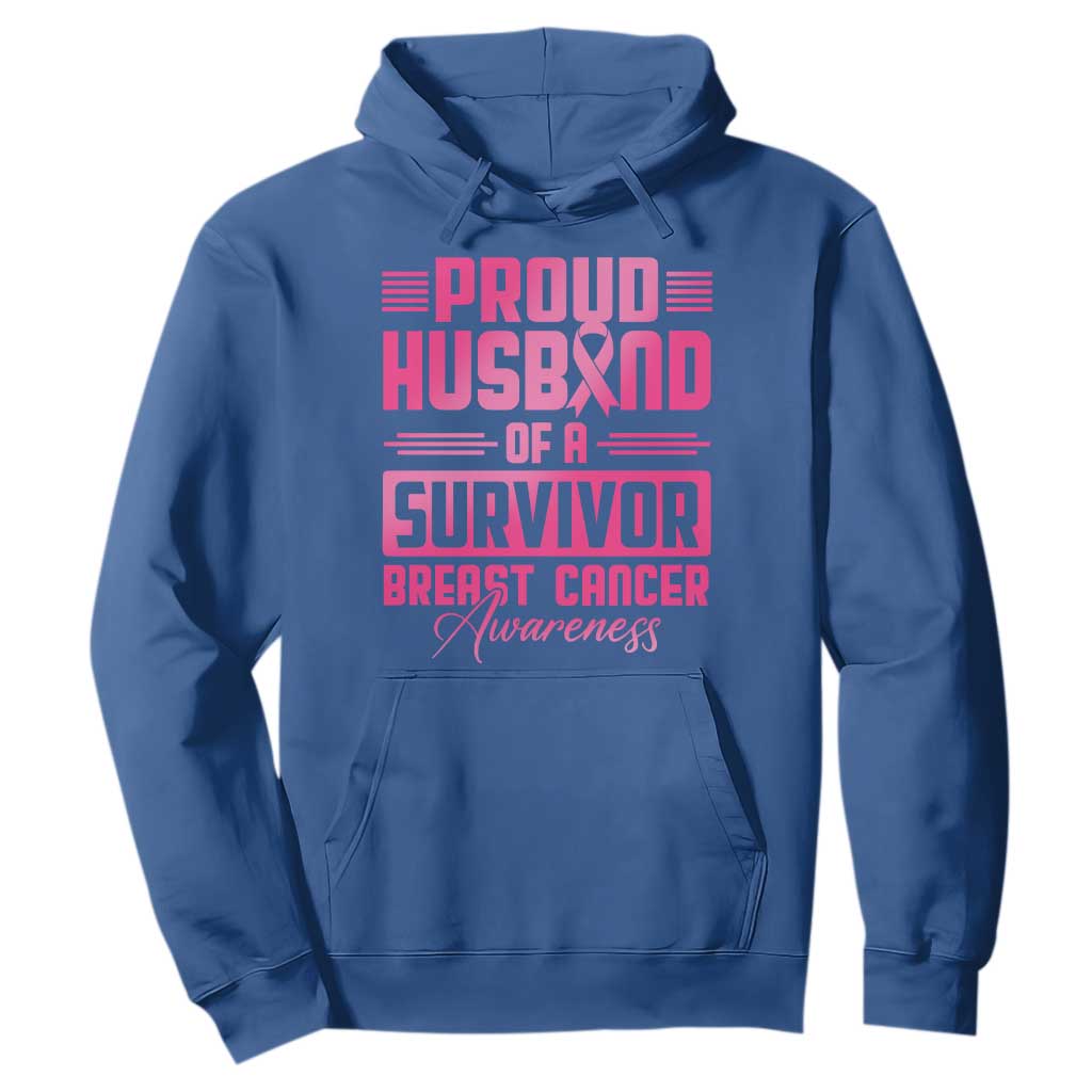 Husband Of A Warrior Breast Cancer Awareness Hoodie Wife Support Squad TS10 Royal Blue Print Your Wear