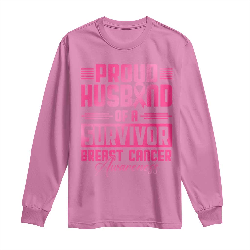 Husband Of A Warrior Breast Cancer Awareness Long Sleeve Shirt Wife Support Squad TS10 Azalea Print Your Wear