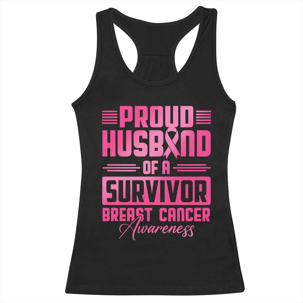 Husband Of A Warrior Breast Cancer Awareness Racerback Tank Top Wife Support Squad TS10 Black Print Your Wear