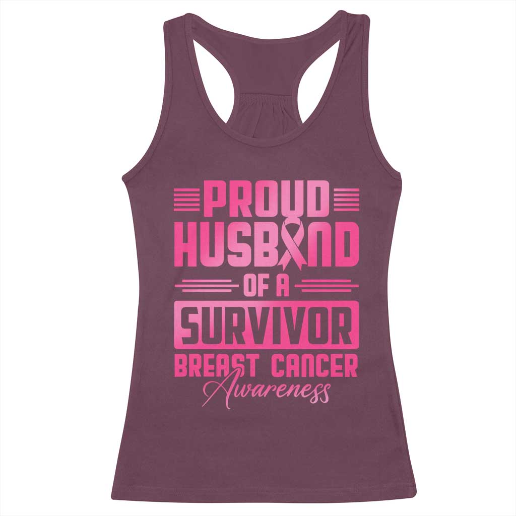 Husband Of A Warrior Breast Cancer Awareness Racerback Tank Top Wife Support Squad TS10 Maroon Print Your Wear