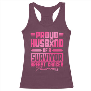 Husband Of A Warrior Breast Cancer Awareness Racerback Tank Top Wife Support Squad TS10 Maroon Print Your Wear