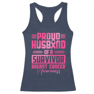 Husband Of A Warrior Breast Cancer Awareness Racerback Tank Top Wife Support Squad TS10 Navy Print Your Wear