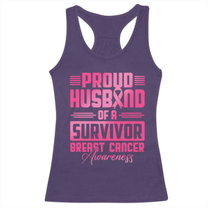 Husband Of A Warrior Breast Cancer Awareness Racerback Tank Top Wife Support Squad TS10 Purple Print Your Wear