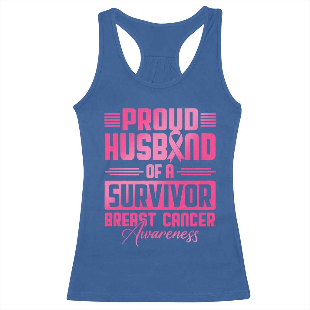 Husband Of A Warrior Breast Cancer Awareness Racerback Tank Top Wife Support Squad TS10 Royal Blue Print Your Wear