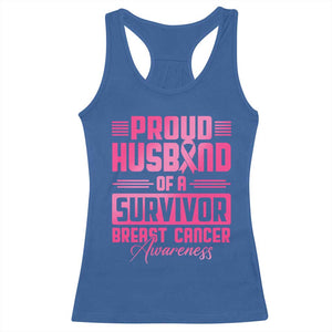Husband Of A Warrior Breast Cancer Awareness Racerback Tank Top Wife Support Squad TS10 Royal Blue Print Your Wear