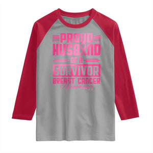 Husband Of A Warrior Breast Cancer Awareness Raglan Shirt Wife Support Squad TS10 Sport Gray Red Print Your Wear