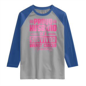 Husband Of A Warrior Breast Cancer Awareness Raglan Shirt Wife Support Squad TS10 Sport Gray Royal Print Your Wear