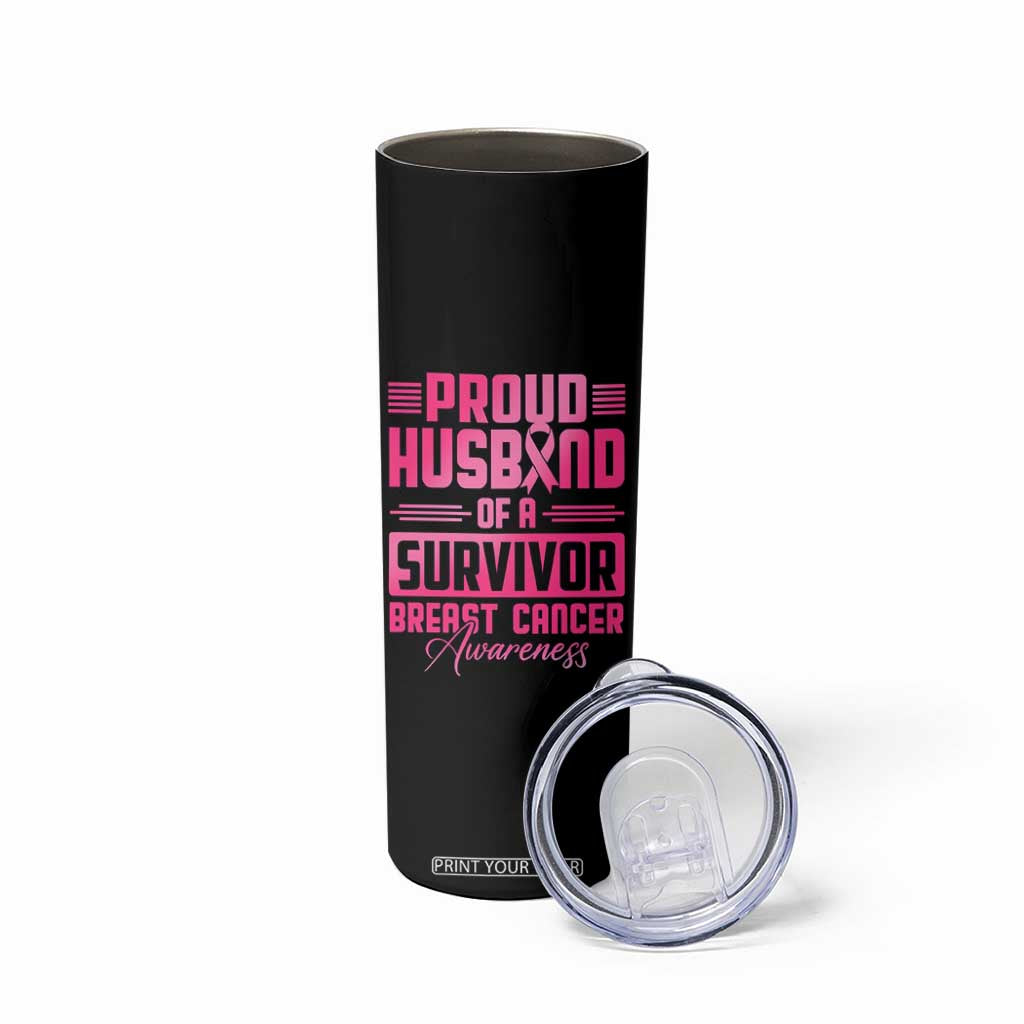 Husband Of A Warrior Breast Cancer Awareness Skinny Tumbler Wife Support Squad TS10 Print Your Wear
