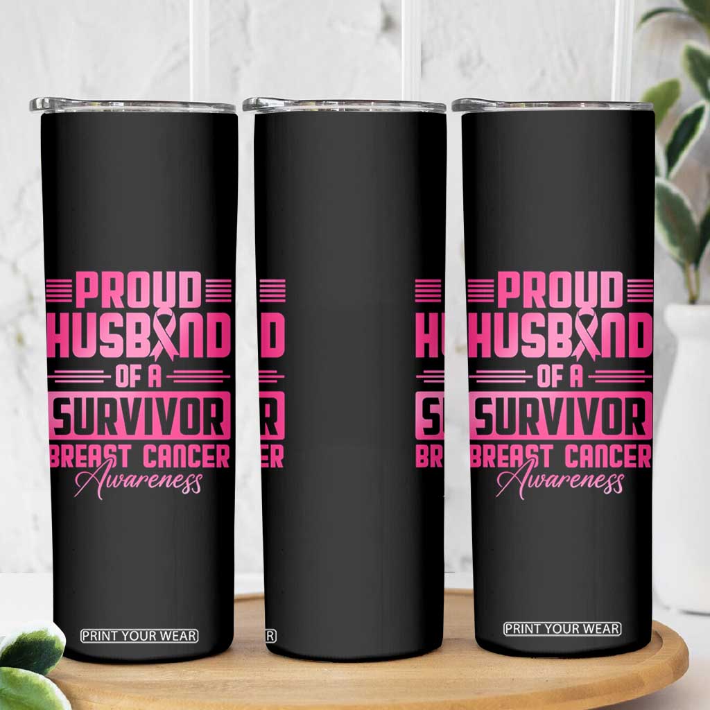Husband Of A Warrior Breast Cancer Awareness Skinny Tumbler Wife Support Squad TS10 Print Your Wear